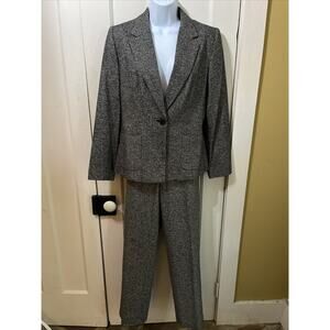 Josephine Chaus Womens Sz 4 Grey Charcoal Silk Wool Blend Pant Suit Two Piece